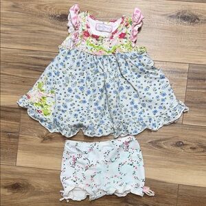SweetHoney Pink and Blue Floral Baby Dress